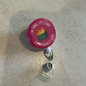 Dumpster fire everything is fine badge reel